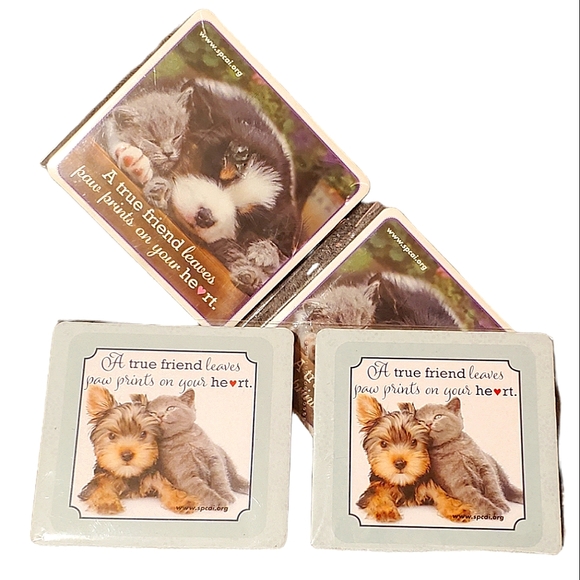 4 SPCA kitty puppy cardboard coasters - Picture 1 of 2